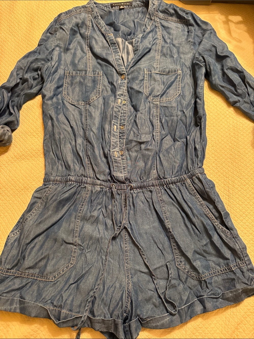 Lightweight Denim Blue Romper shorts - Lightweight Chambray